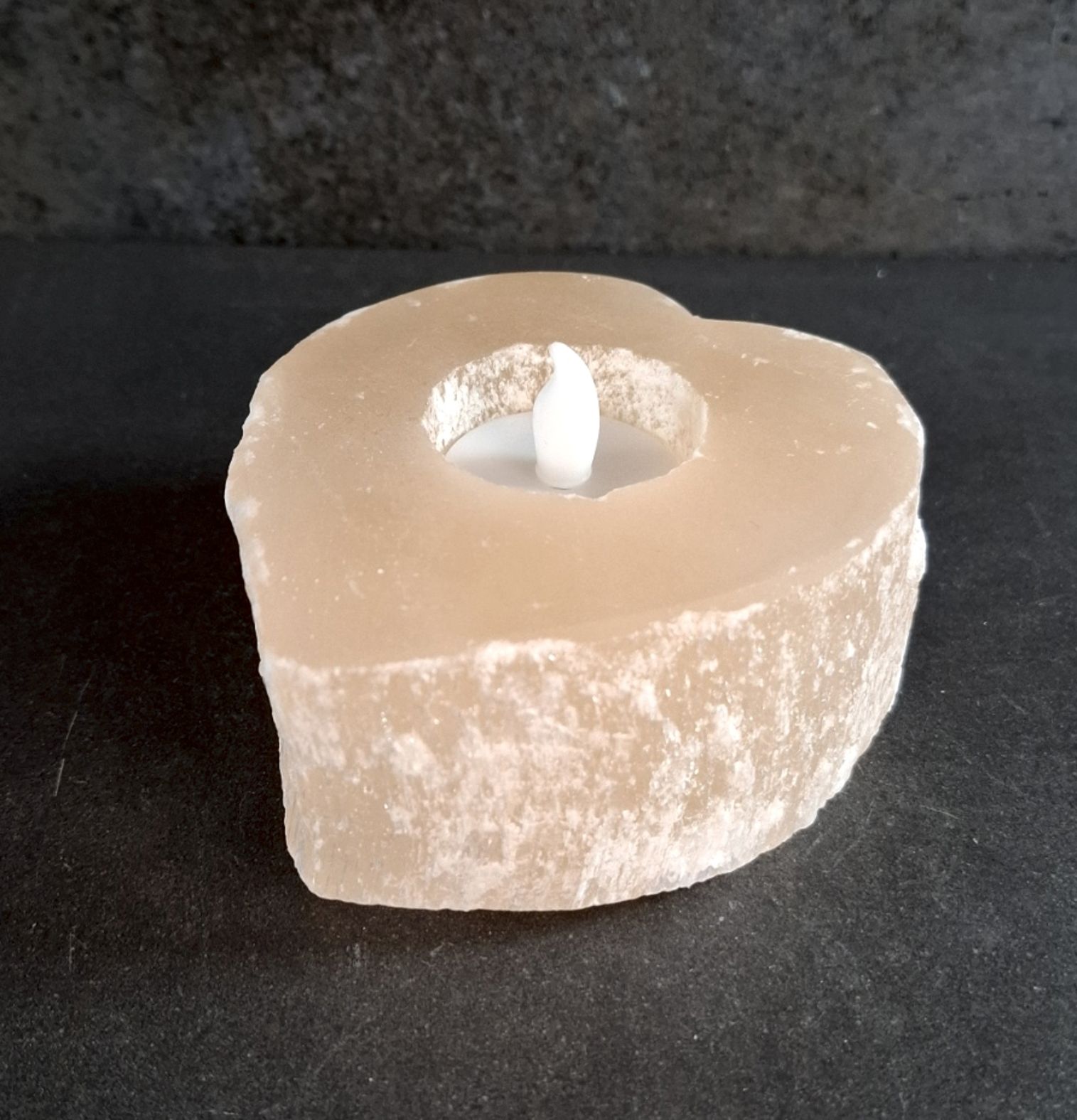Champagne Selenit ljuslykta - Hjärta - 10cm - 2