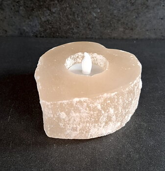 Champagne Selenit ljuslykta - Hjärta - 10cm