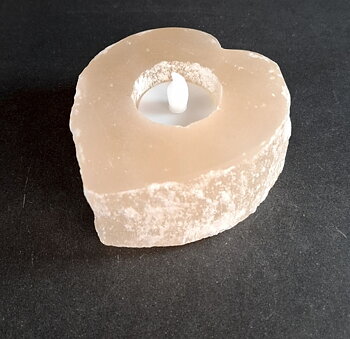 Champagne Selenit ljuslykta - Hjärta - 10cm