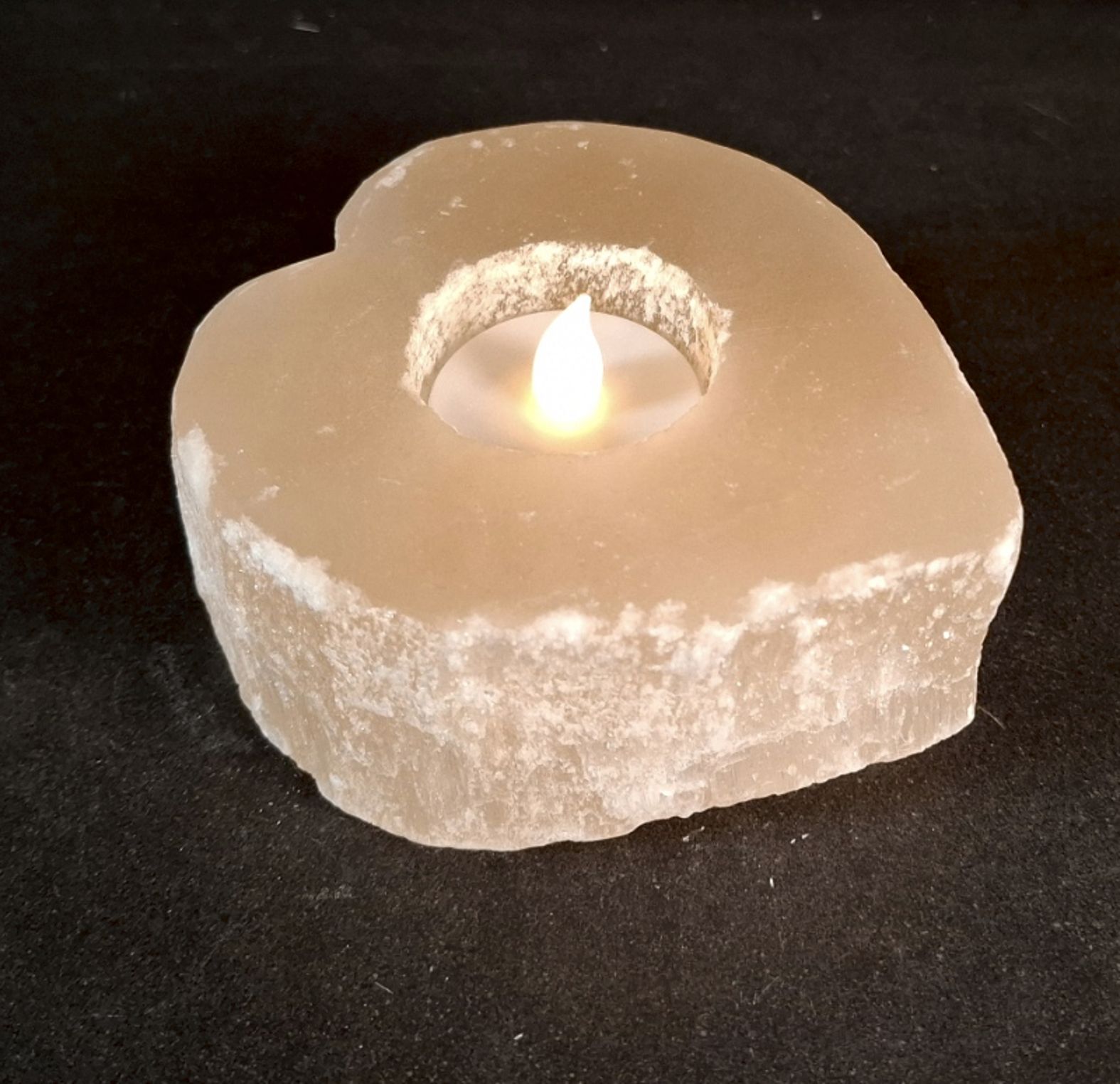 Champagne Selenit ljuslykta - Hjärta - 10cm - 3