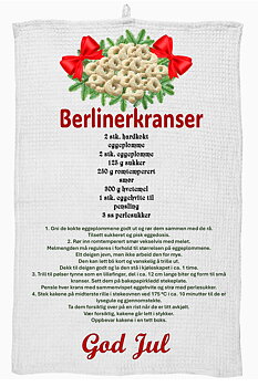 Kjøkkenhåndkle  med Berlinerkranser oppskrift