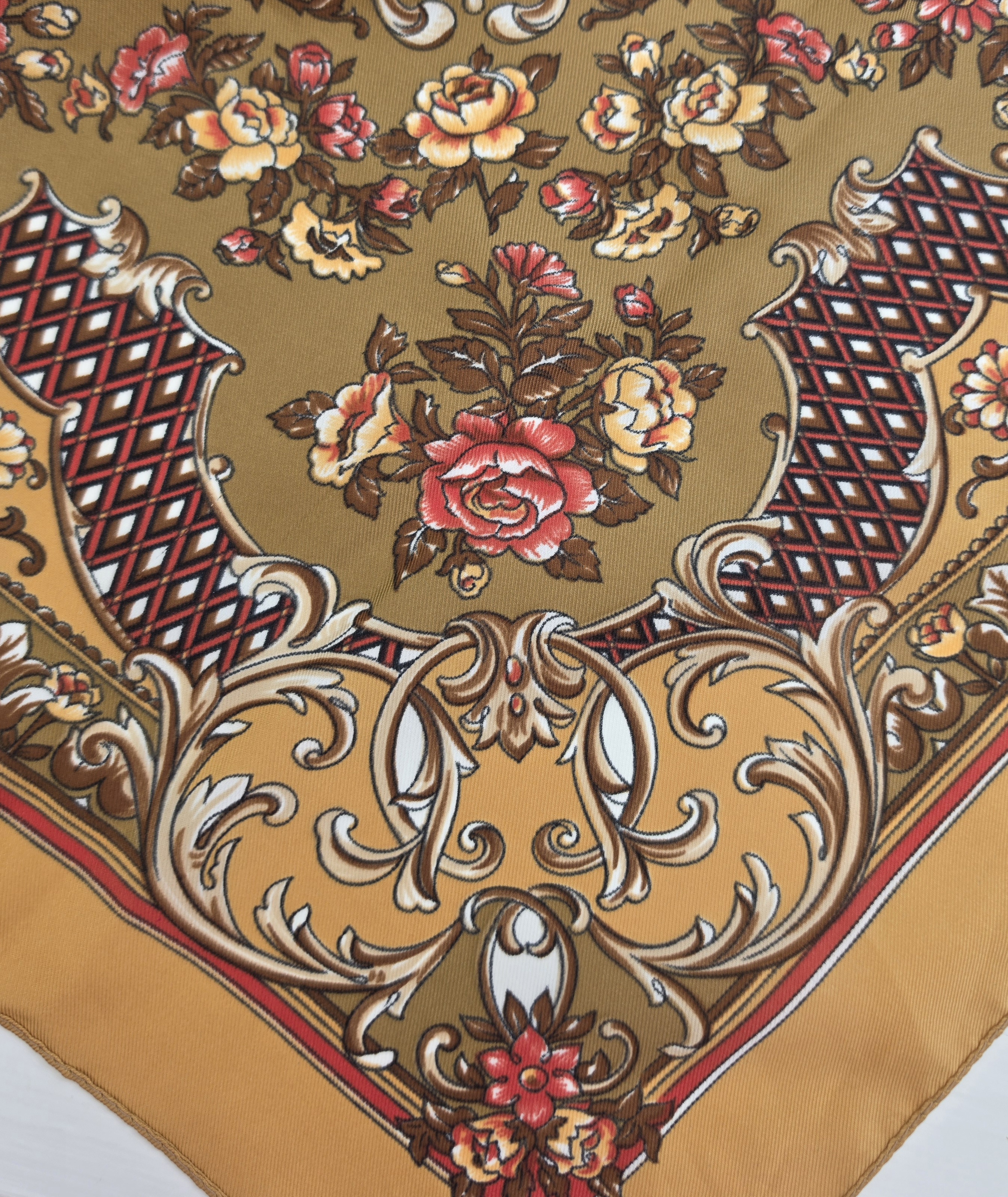 Scarf, mönstrad brun nougat, Secondhand  - 2
