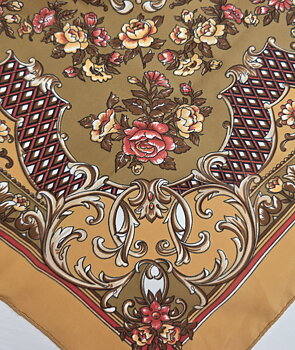 Scarf, mönstrad brun nougat, Secondhand 