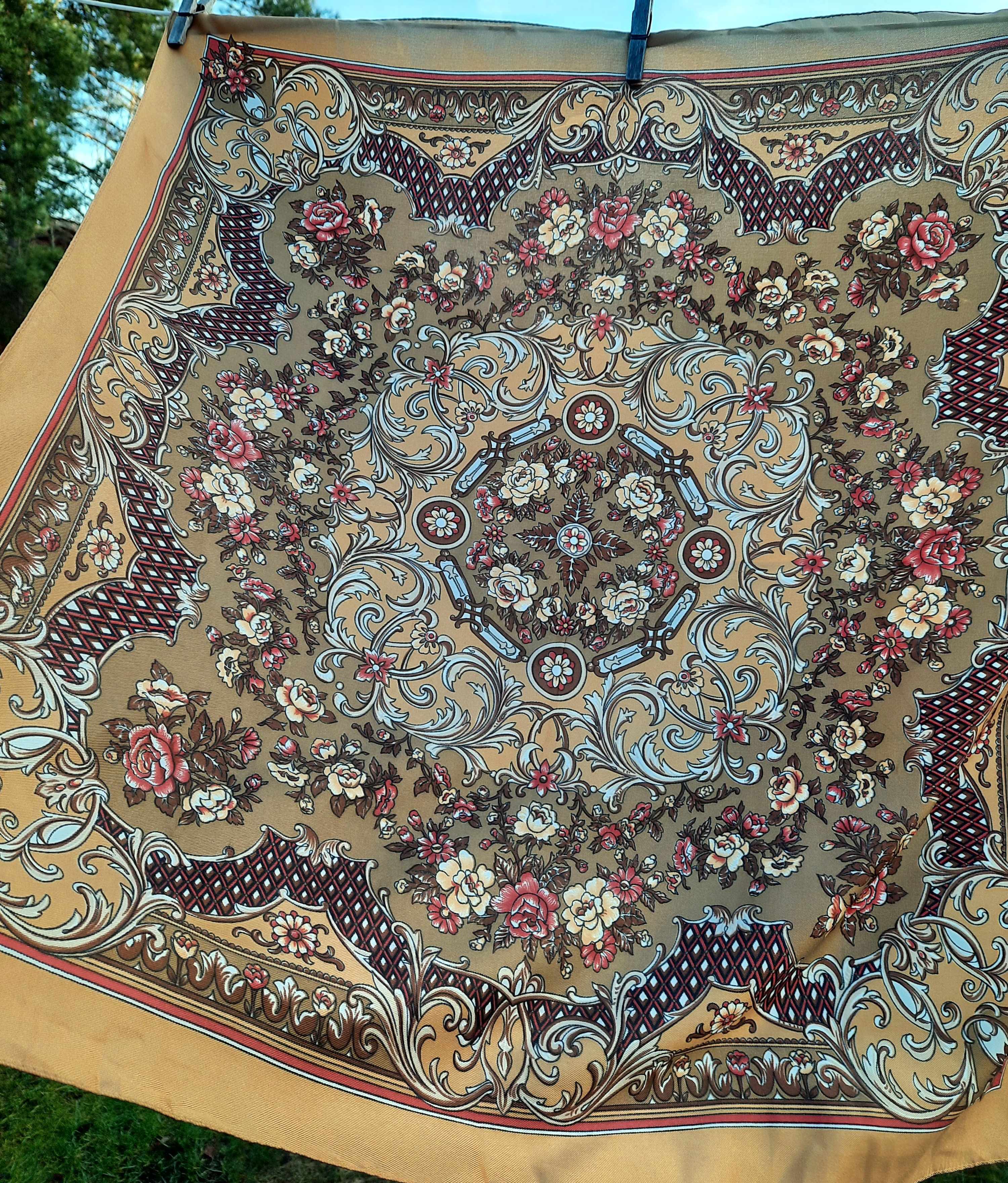 Scarf, mönstrad brun nougat, Secondhand  - 5