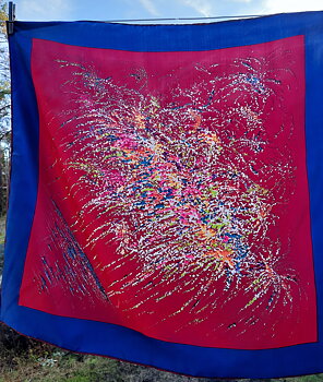 Sidensjal /vintagescarf med handfållade kanter, Vintage