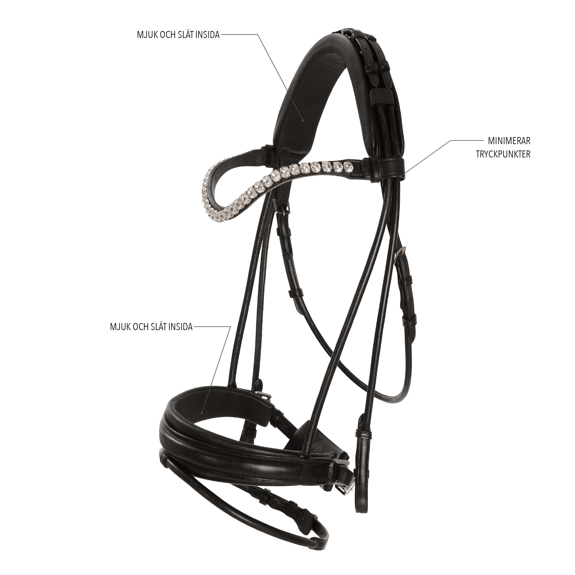 Lippo Supreme Caselle Bridle - Black -Ergonomic