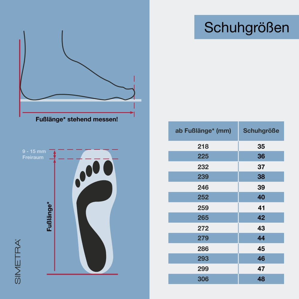SIMETRA boot size table