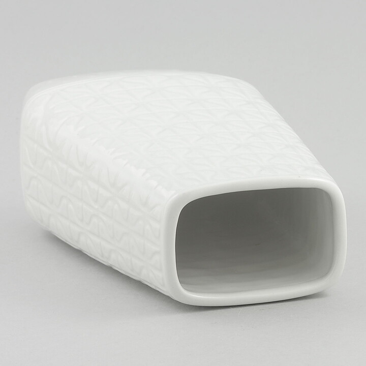 Gunnar Nylund (Domino 1960s) White Vase with Geometric Relief 20 cm (2)