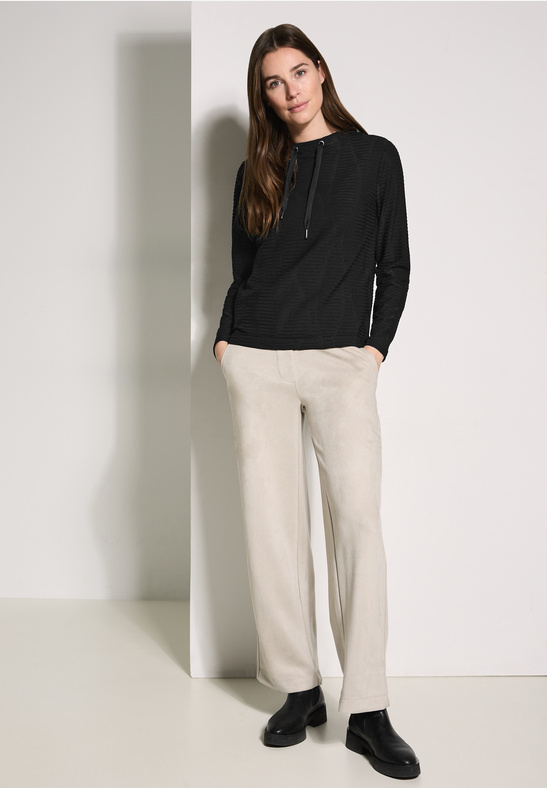 TOS Solid Wavy Structured T-shirt - Stl. M - Cecil - 3