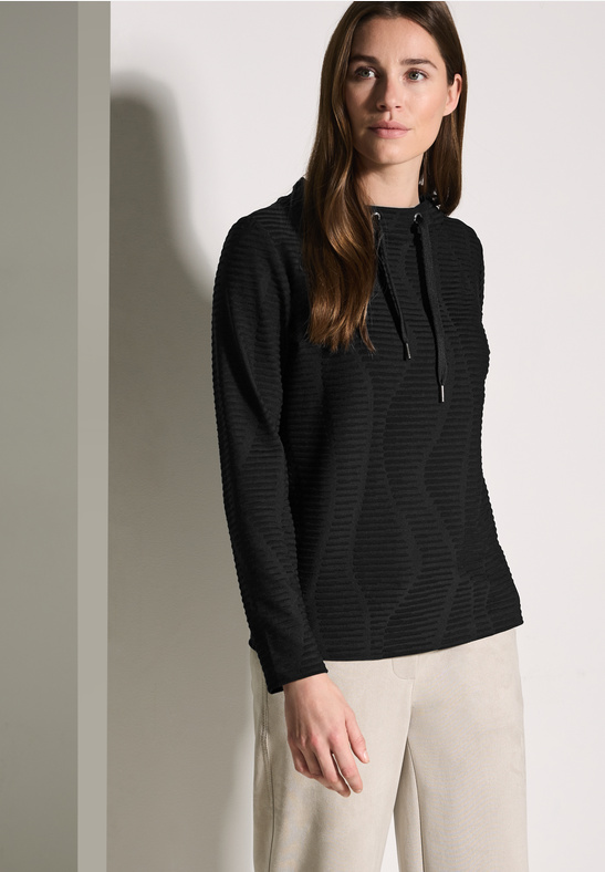 TOS Solid Wavy Structured T-shirt - Stl. M - Cecil