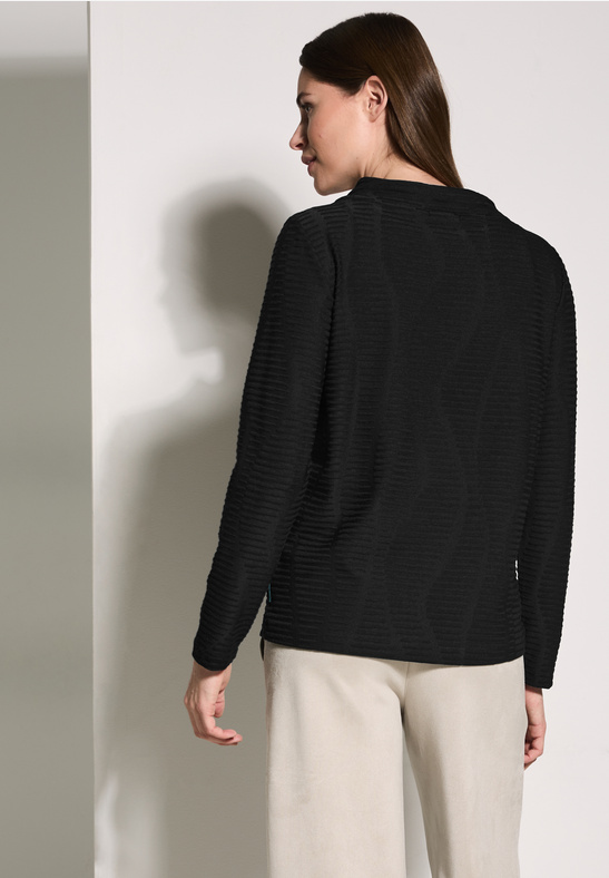 TOS Solid Wavy Structured T-shirt - Stl. M - Cecil