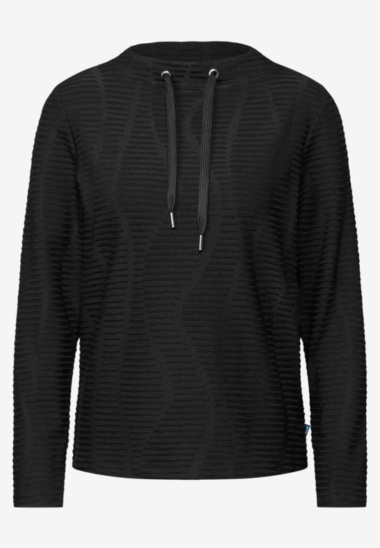 TOS Solid Wavy Structured T-shirt - Stl. M - Cecil - 4