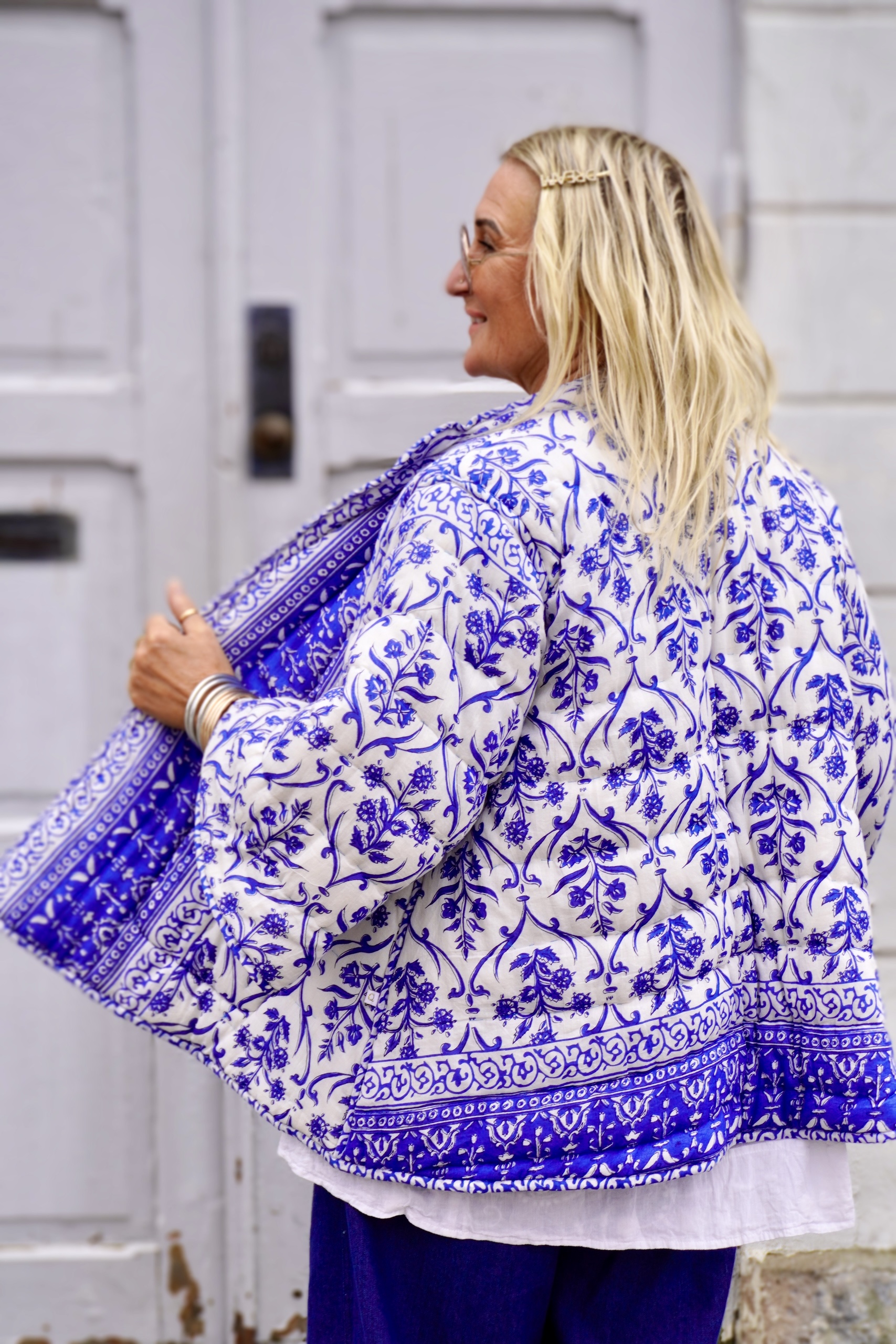 ジャケット・アウター muguet romantic milky midl coat blue ROMY QUILTED COTTON JACKET MUGHAL BLUE - Agencies Turquoise