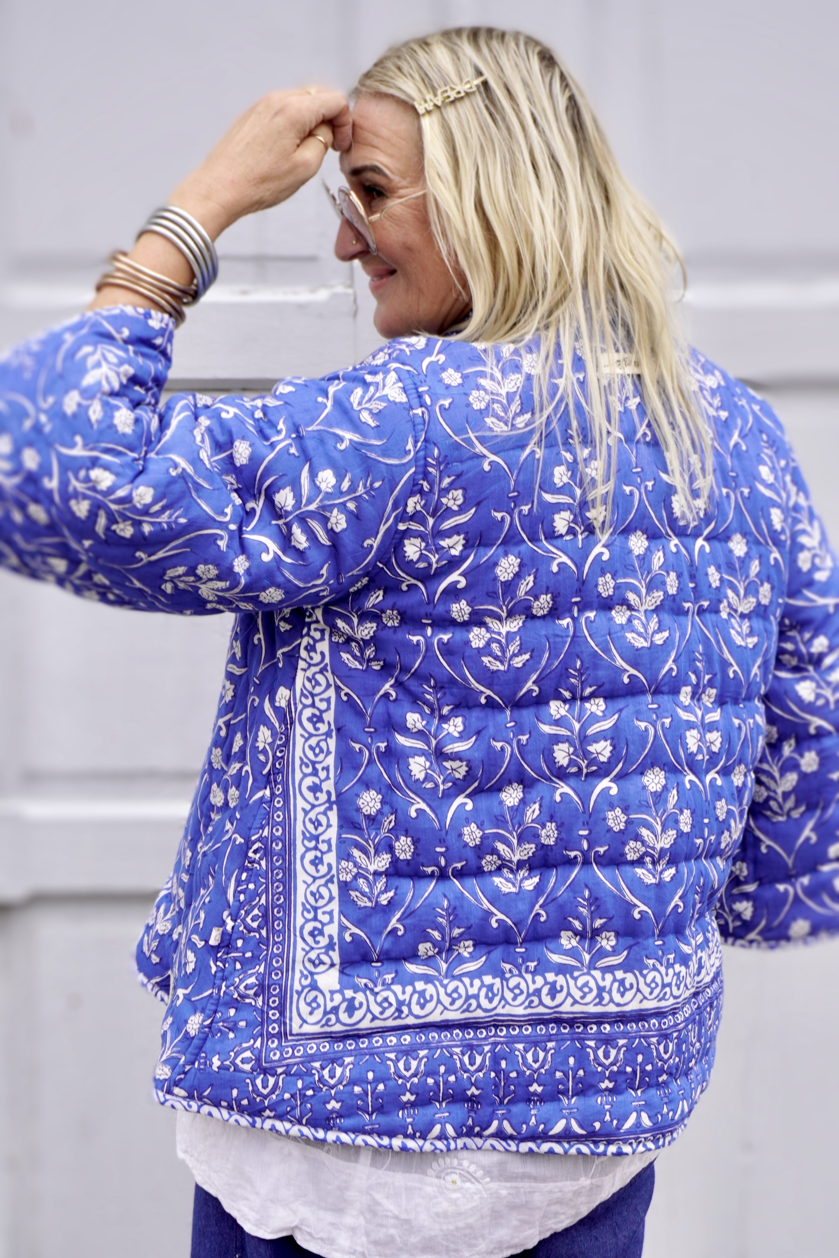 ジャケット・アウター muguet romantic milky midl coat blue ROMY QUILTED COTTON JACKET MUGHAL BLUE - Agencies Turquoise