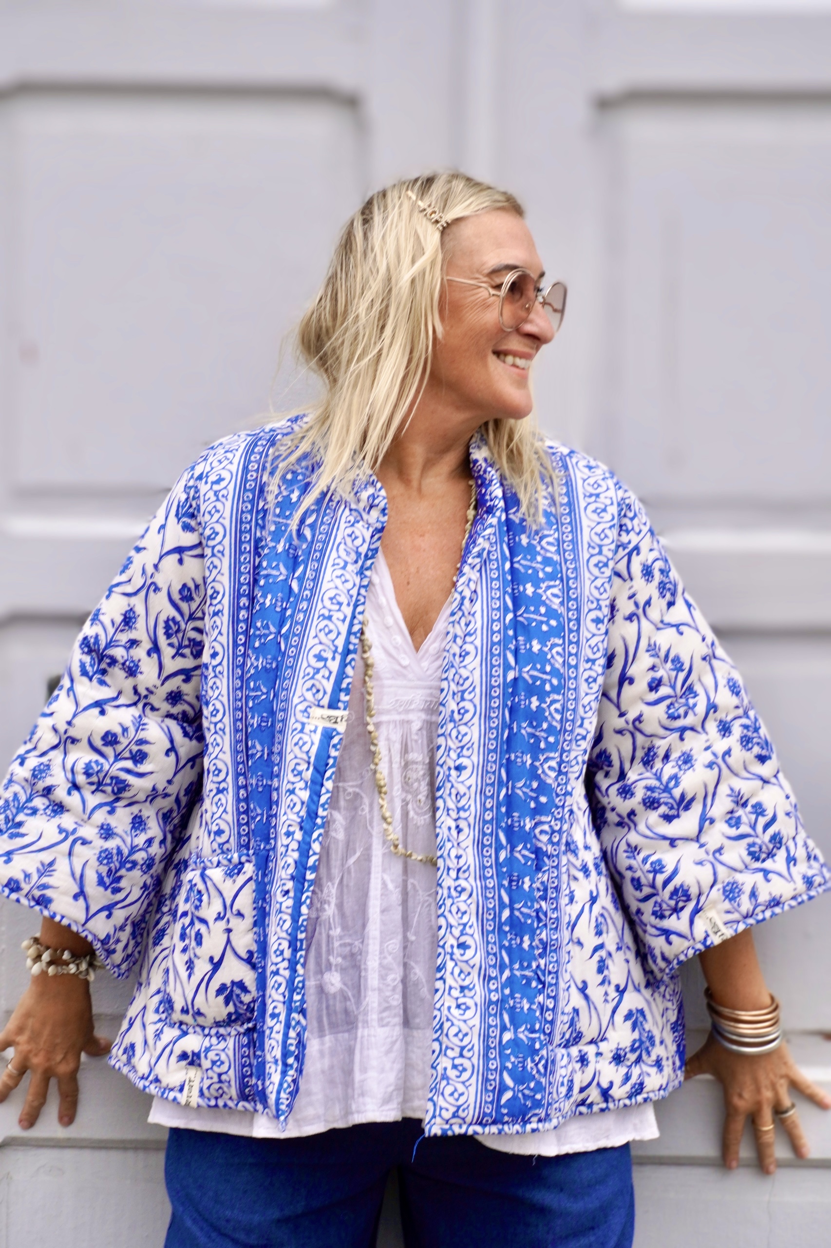 ジャケット・アウター muguet romantic milky midl coat blue ROMY QUILTED COTTON JACKET MUGHAL BLUE - Agencies Turquoise
