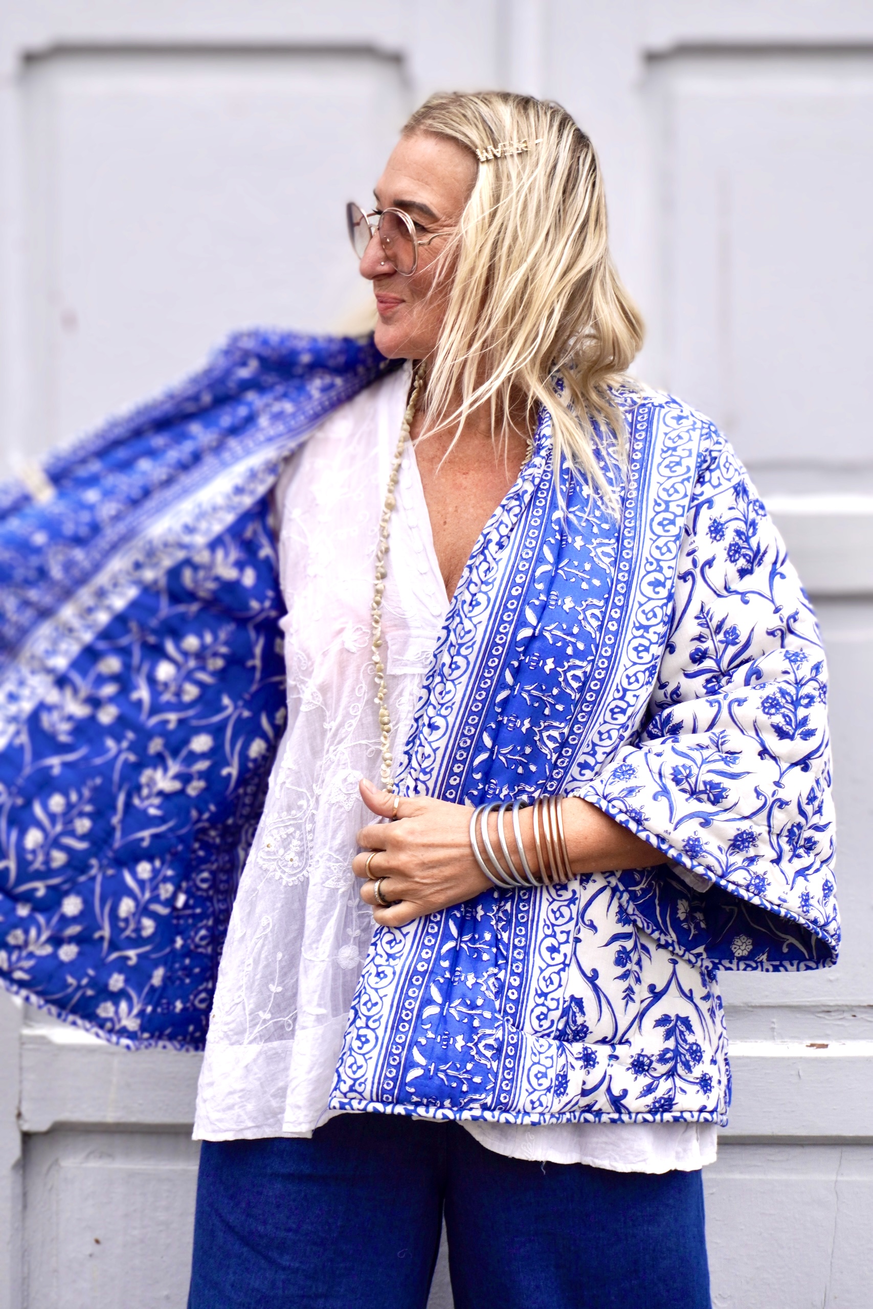 ROMY QUILTED COTTON JACKET MUGHAL BLUE - Agencies Turquoise