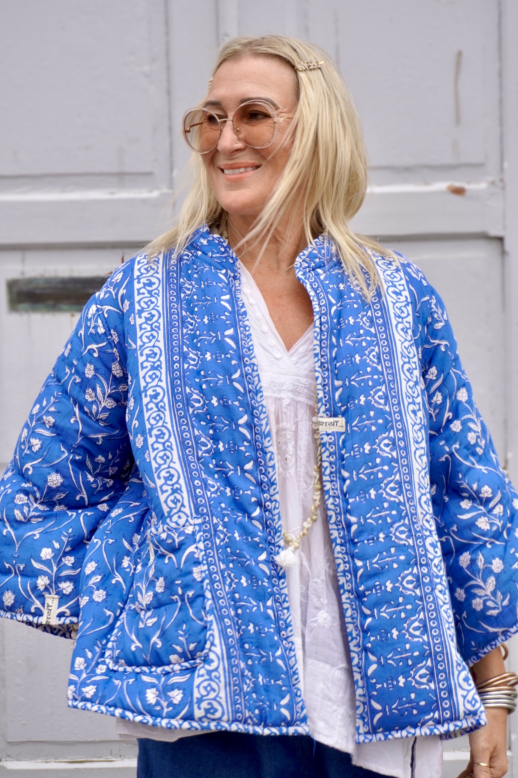 ROMY QUILTED COTTON JACKET MUGHAL BLUE - Agencies Turquoise