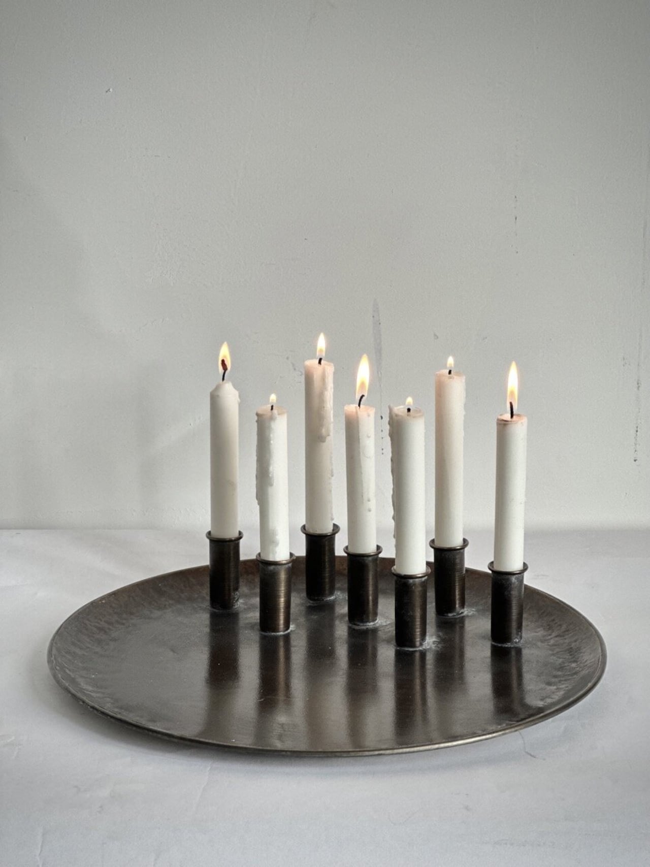 Candle plate antique brass