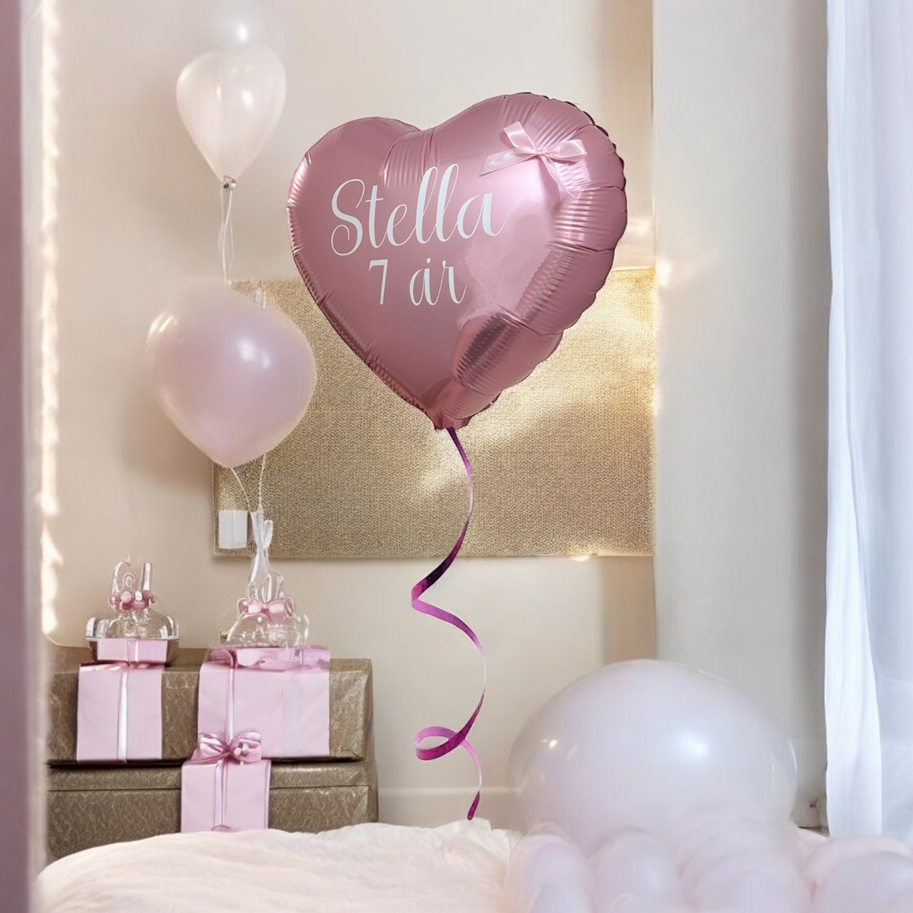 Ballong med rosett - Valfritt namn