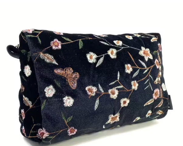 Garden Velvet Medium Cosmetic, Blue- Pipol