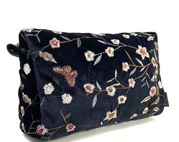 Garden Velvet Medium Cosmetic, Blue- Pipol