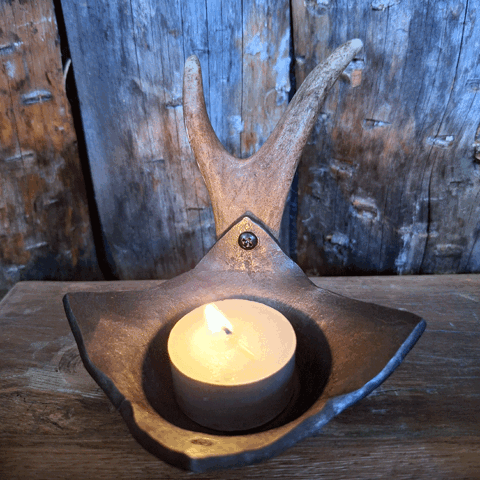 Candle lantern Sárgge  Forging & Reindeer antlers, Handmade Jokkmokk design ELD