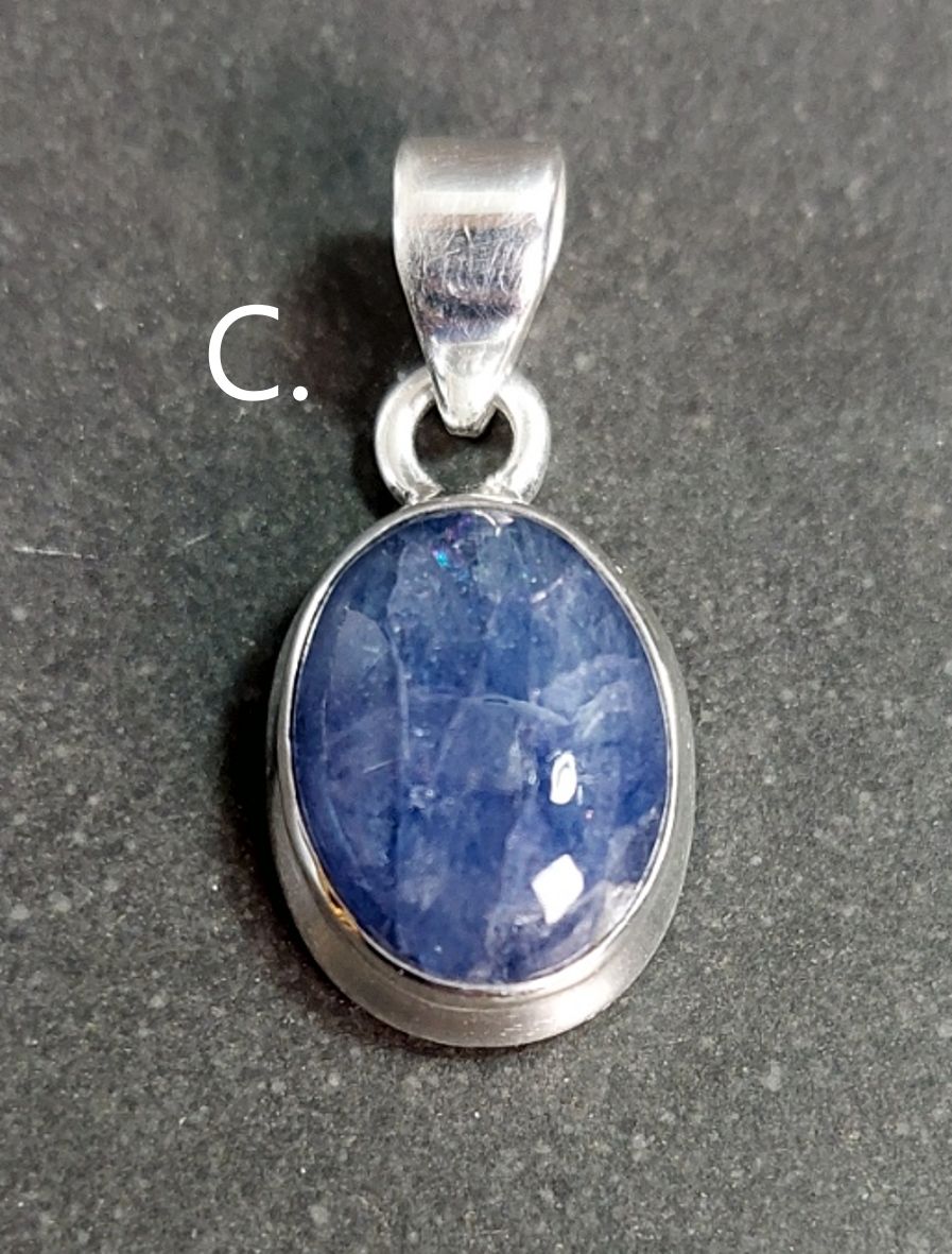 Tanzanit Hängen Cabochon i Äkta Silver - 4
