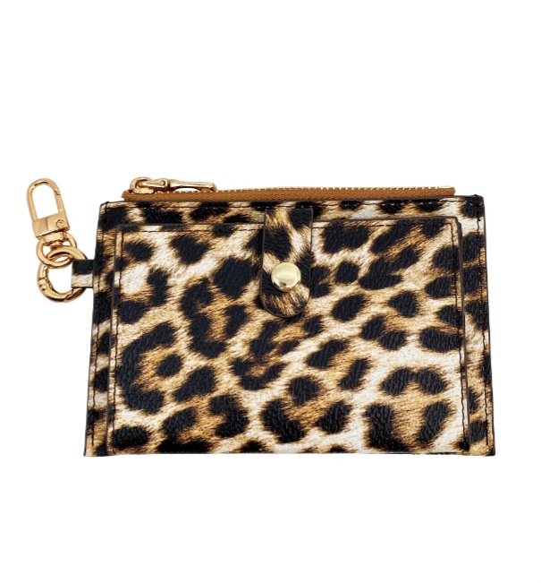 Card Holder Coin Zip Purse, Leo Brown- IN Sunny Mood