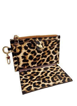Card Holder Coin Zip Purse, Leo Brown- IN Sunny Mood