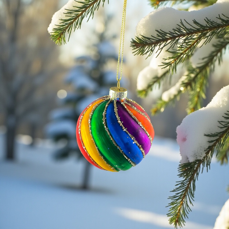 Julekugle Twist round Rainbow - 3