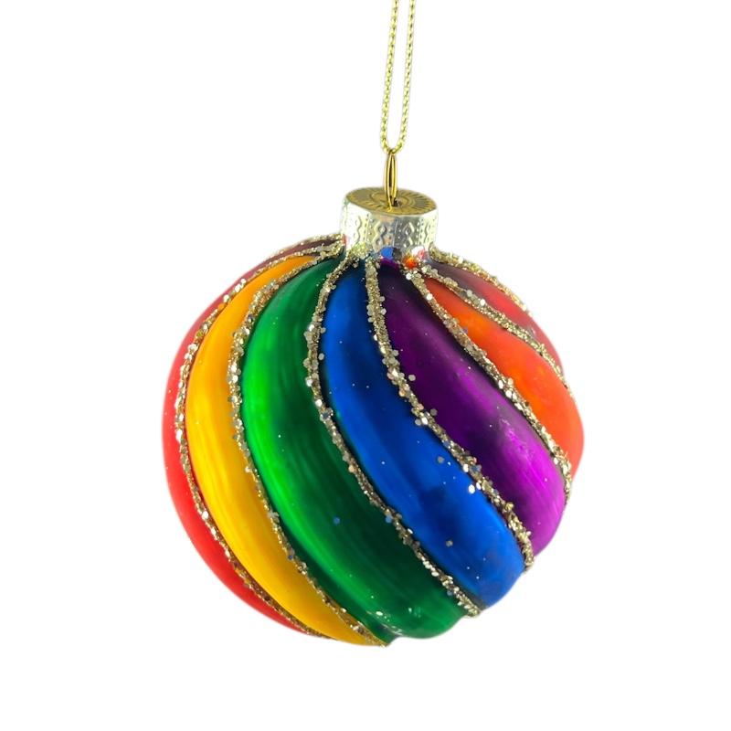 Julekugle Twist round Rainbow