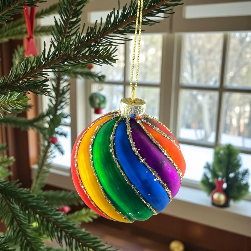 Julekugle Twist round Rainbow - 2