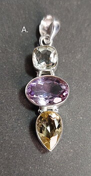 Facetterad Cabochon Hänge - Prasiolit, Ametist och Citrin