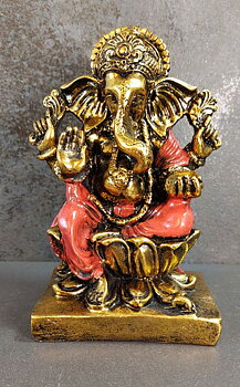 Ganesha på Lotus Staty - 17 cm
