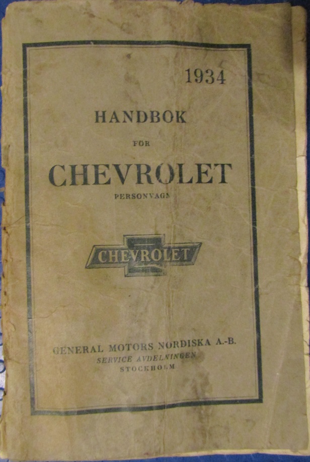 1934 Chevrolet Master & Standard Handbok  Svensk 1:a uppl.