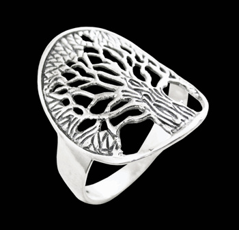 Yggdrasil - Livets träd i ring i Äkta silver.