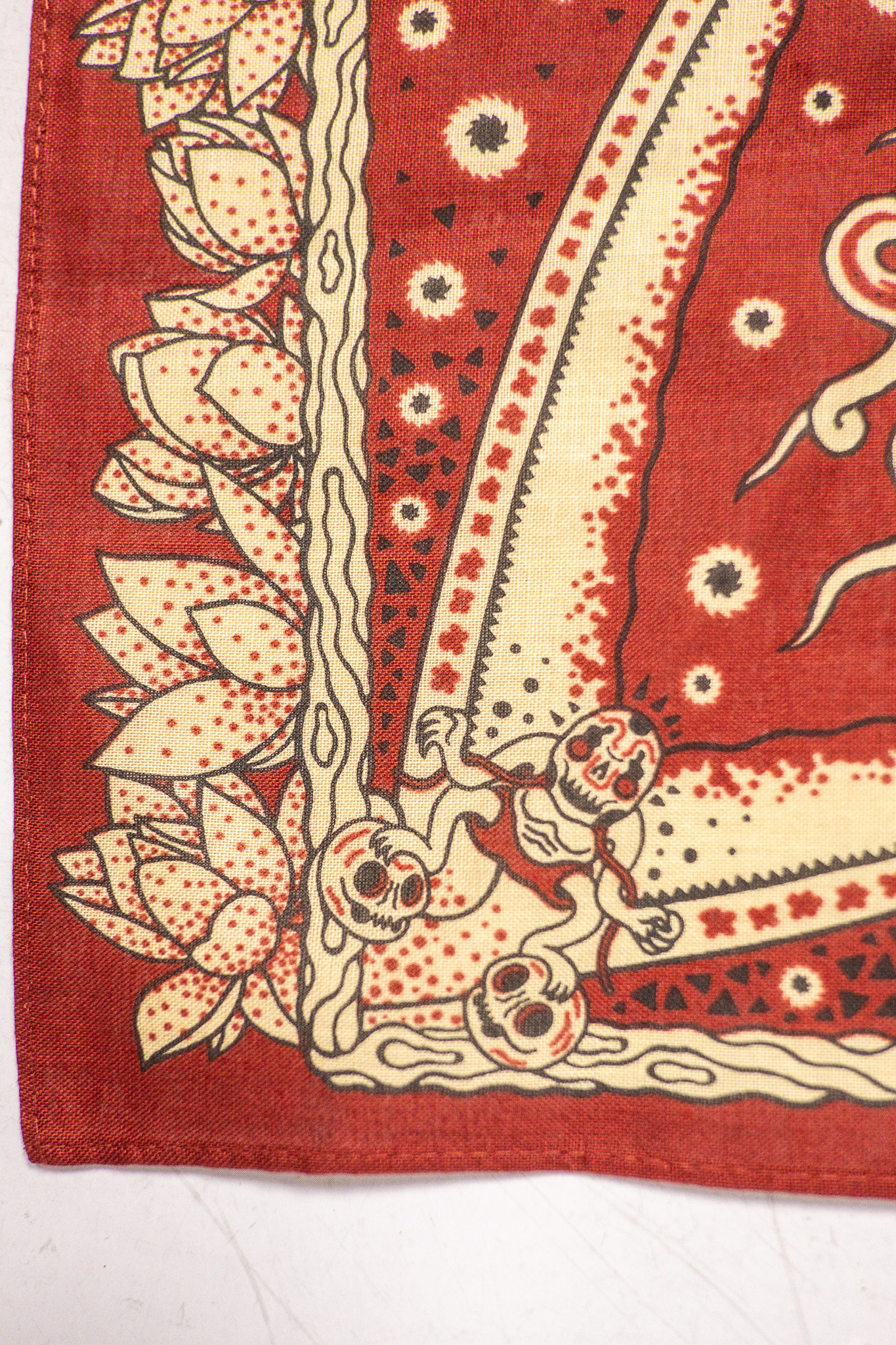 Indigofera - Skull Bandana Cotton Voile Red/White/Yellow - 7