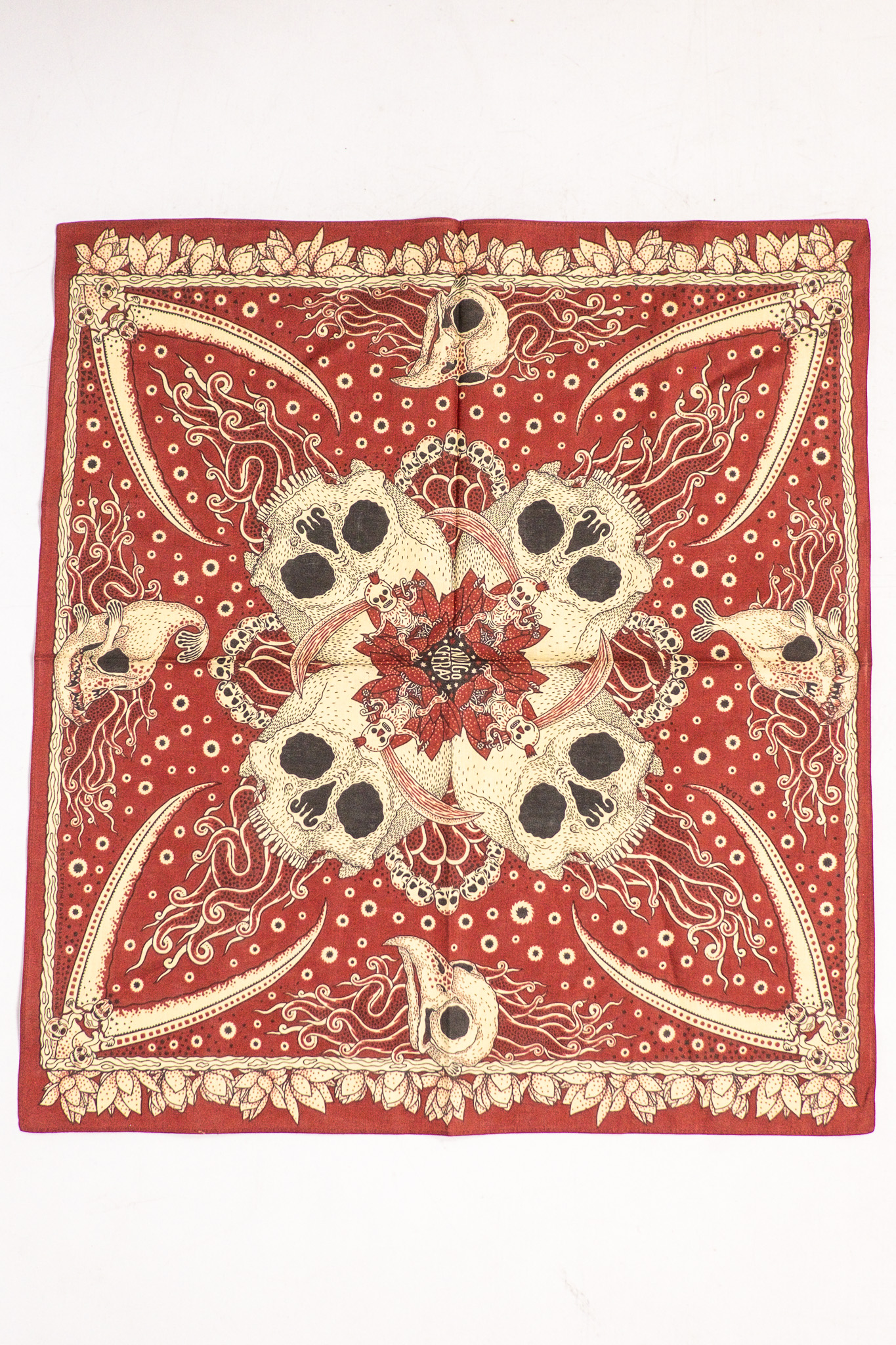 Indigofera - Skull Bandana Cotton Voile Red/White/Yellow - 2