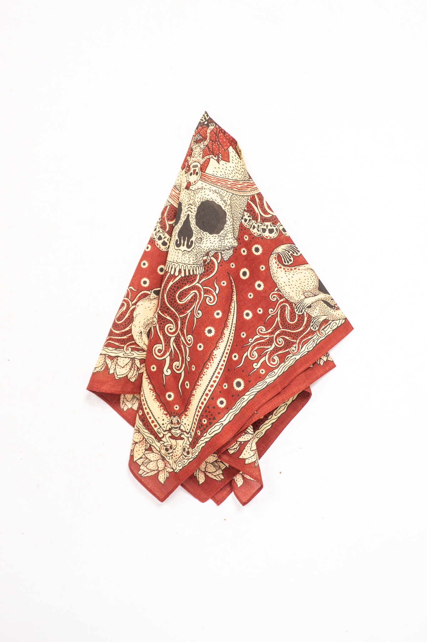 Indigofera - Skull Bandana Cotton Voile Red/White/Yellow