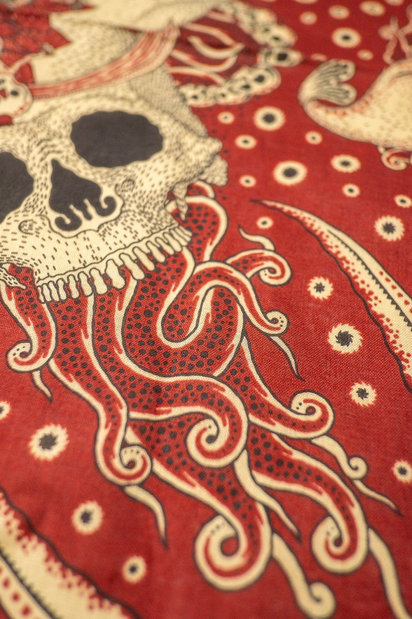 Indigofera - Skull Bandana Cotton Voile Red/White/Yellow - 6