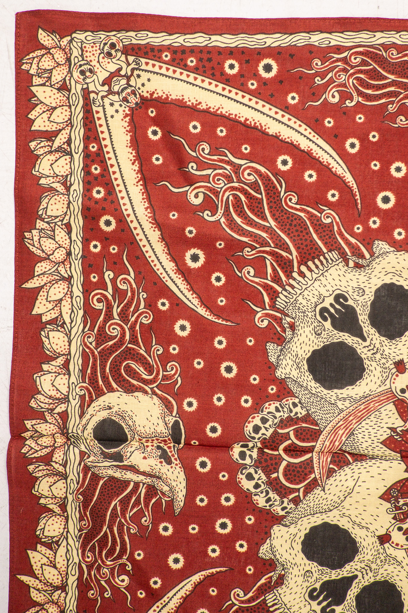 Indigofera - Skull Bandana Cotton Voile Red/White/Yellow - 5