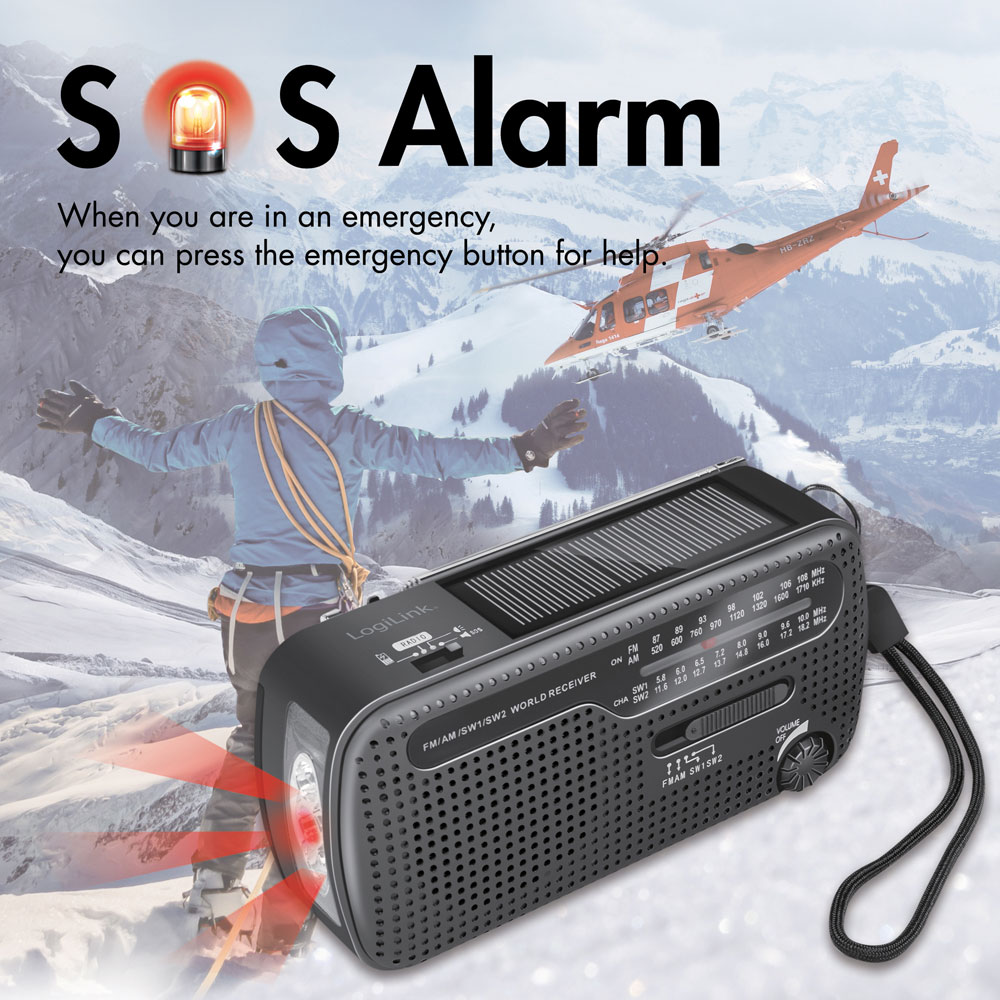 Nödradio - LOGILINK Emergency Hand Crank Radio - 6