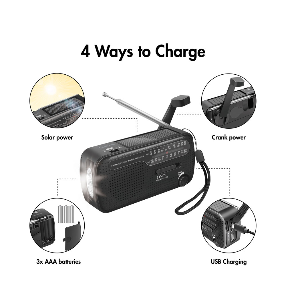 Nödradio - LOGILINK Emergency Hand Crank Radio - 7