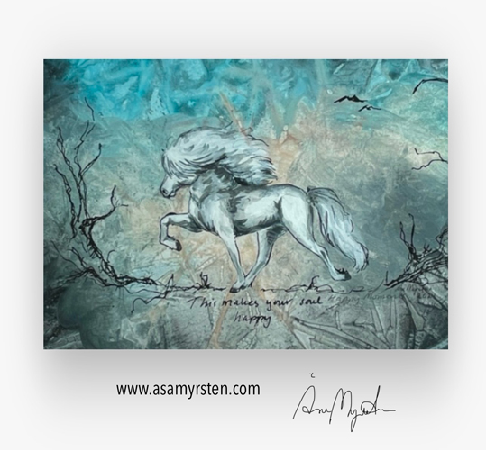 Happy Moments "This makes your soul happy" - Icelandic horse. 15x21 cm