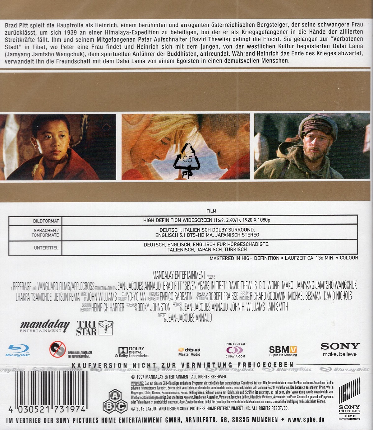Seven Years In Tibet (ej svensk text) (Blu-ray) - 2