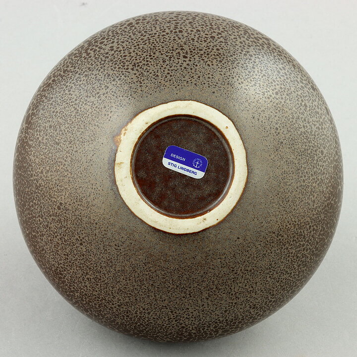 Stig Lindberg (Vitrin 1956) Swelling Vase with Leopard Glaze 10 cm