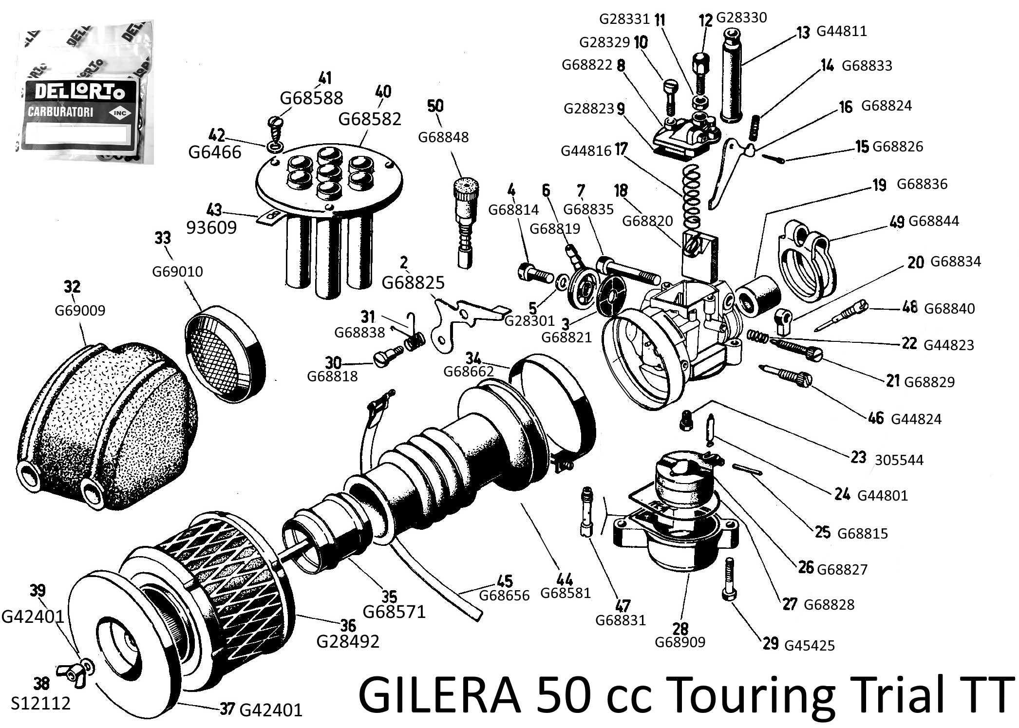 G68826 Stift med splines til choker, Gilera Touring/Trail NOS - 2