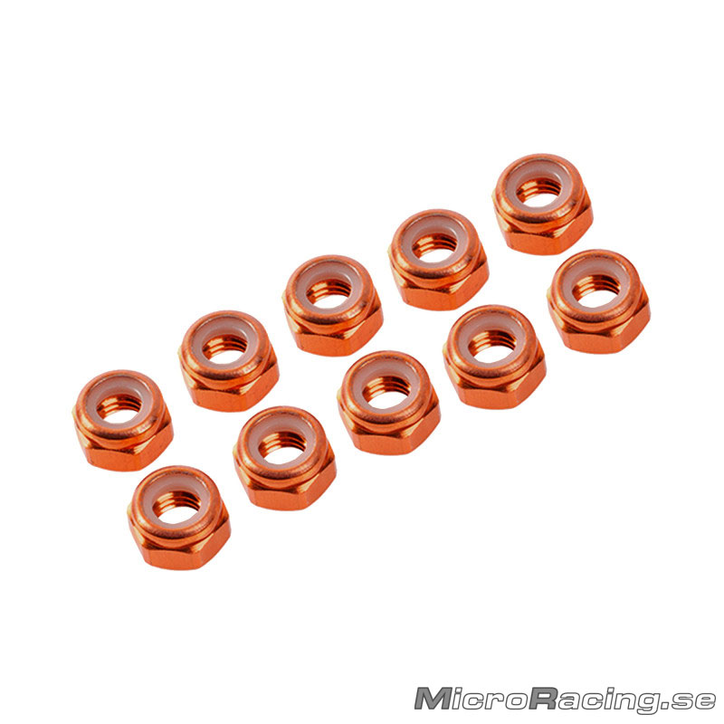ULTIMATE - M3 Mutter, Nylon, Orange, Aluminium, 10st