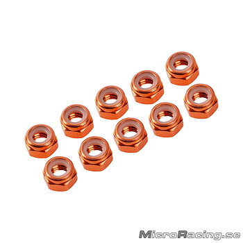 ULTIMATE - M3 Nut, Nylon, Orange, Aluminum, 10pcs