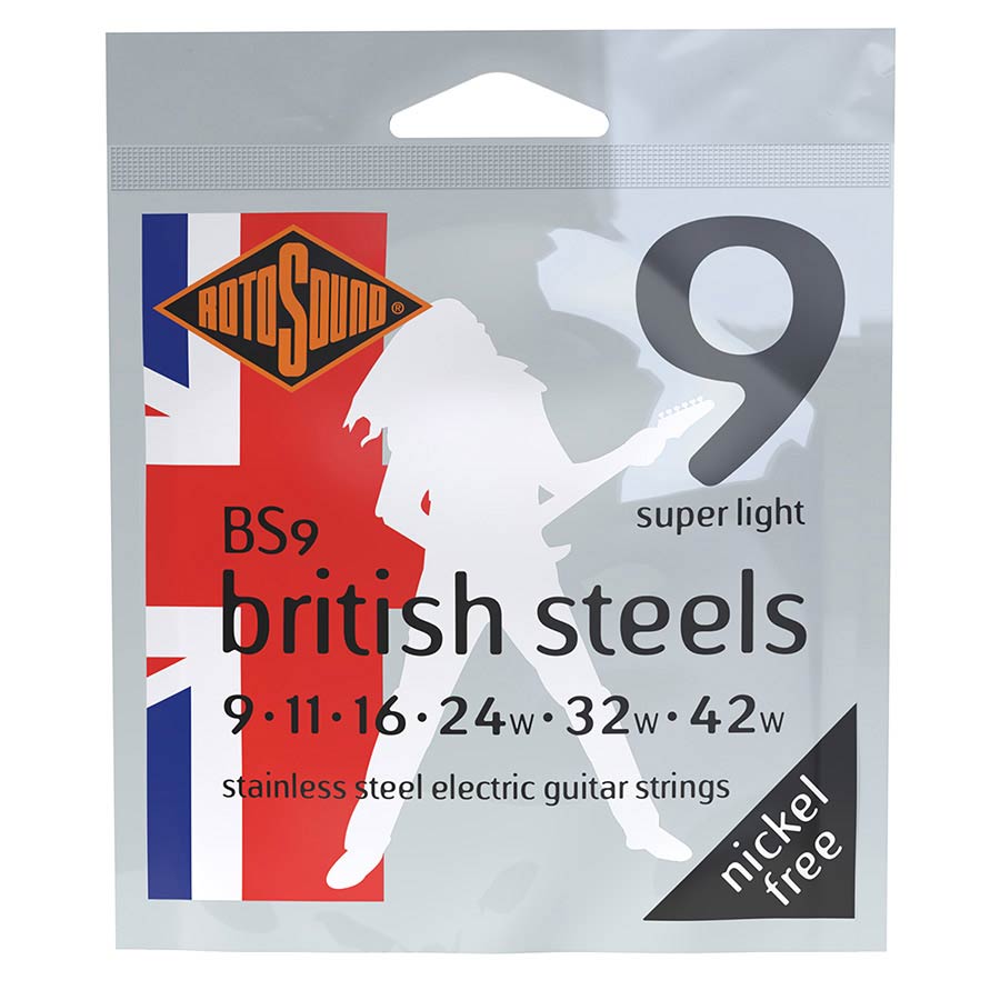 Rotosound BS9 - British Steels string set electric stainless steel 9-42